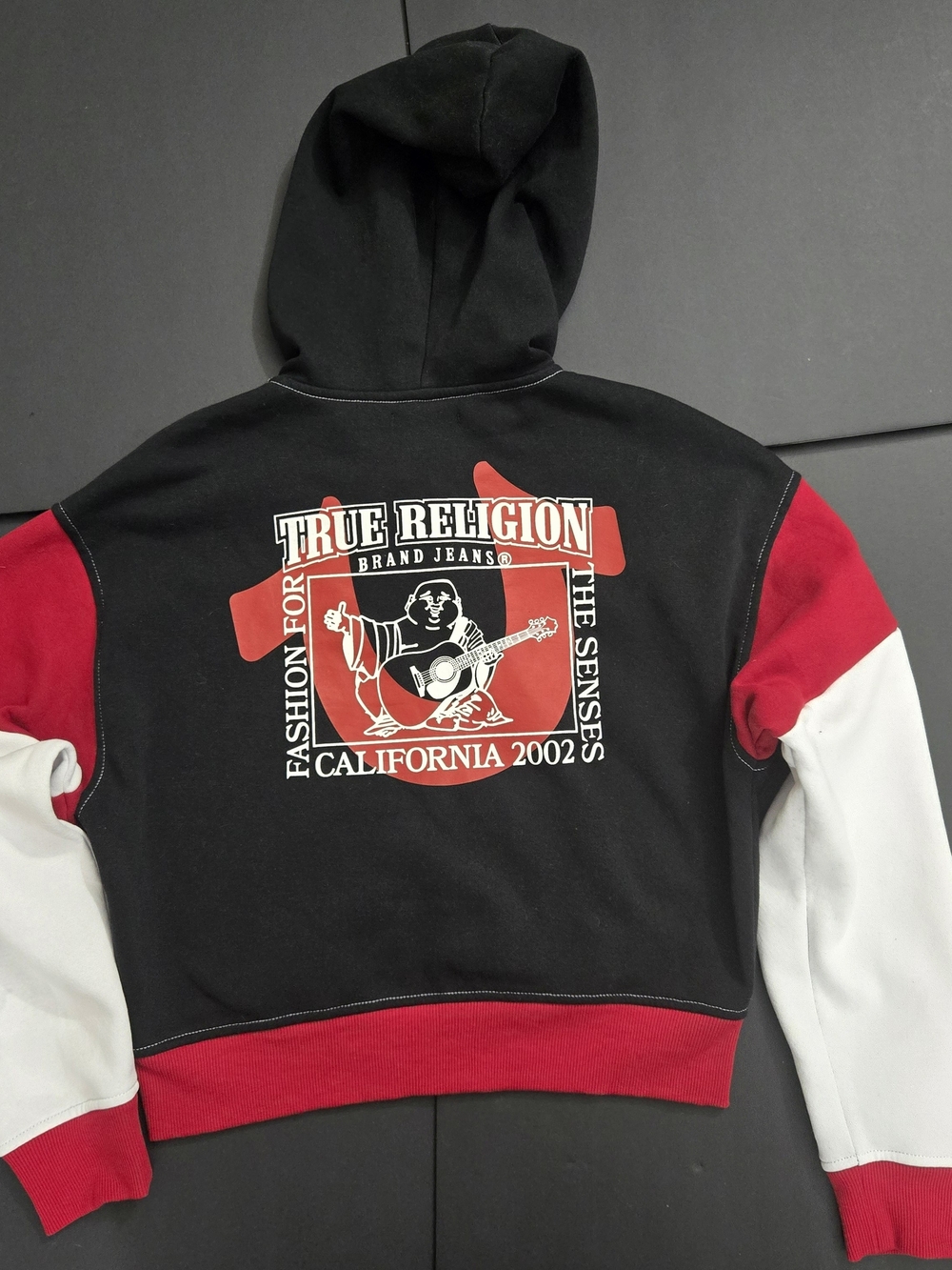 True Religion Y2K Small Unisex Split Act University Buddha Colorblock Hoodie